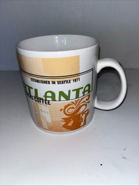 Starbucks Atlanta Ceramic Mug in White, Green and Orange